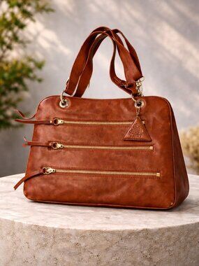 Sorial New York Triple-Zip Leather Handbag